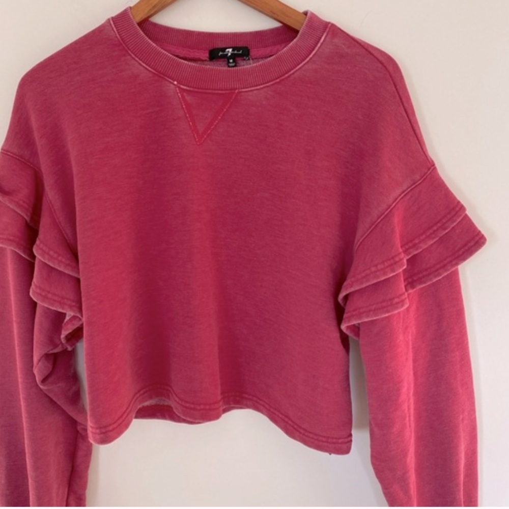 7 For All Mankind Raffle Shoulder Crop Sweatshirt